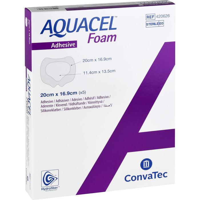 AQUACEL Foam adhäsiv Sakral 20x16,9cm, 5 St VER