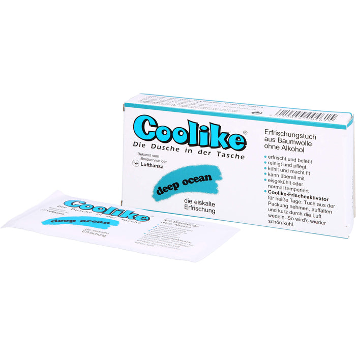 Coolike Erfrischungstuch aus Baumwolle Duftnote deep ocean, 5 St. Tücher