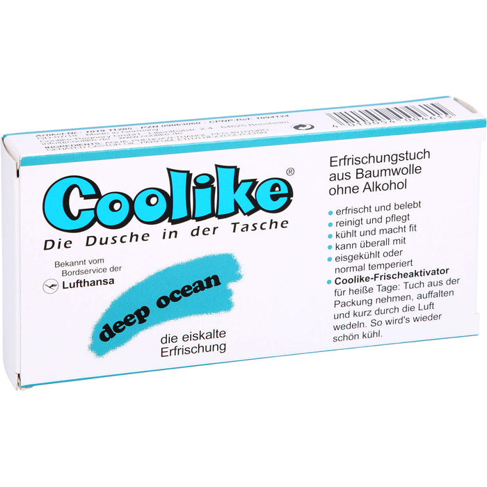 Coolike Erfrischungstuch aus Baumwolle Duftnote deep ocean, 5 St. Tücher