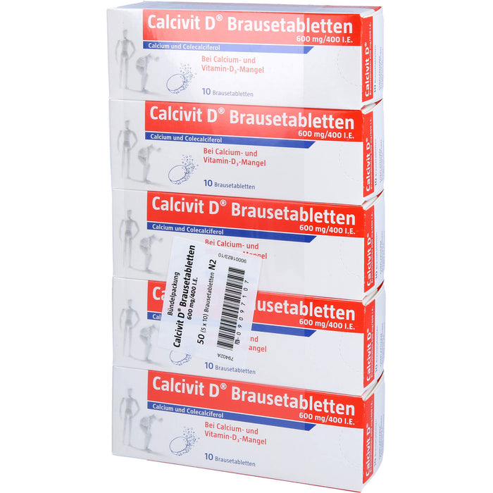 Calcivit D Brausetabletten 600 mg/400 I.E. bei Calcium und Vitamin-D3-Mangel, 50 St. Brausetabletten