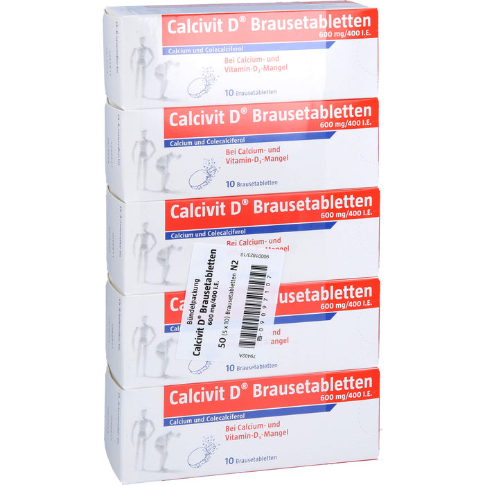 Calcivit D Brausetabletten 600 mg/400 I.E. bei Calcium und Vitamin-D3-Mangel, 50 St. Brausetabletten