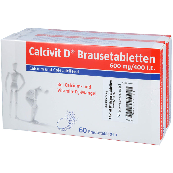 Calcivit D Brausetabletten 600 mg / 400 I.E. zur unterstützenden Behandlung von Osteoporose, 120 St. Tabletten