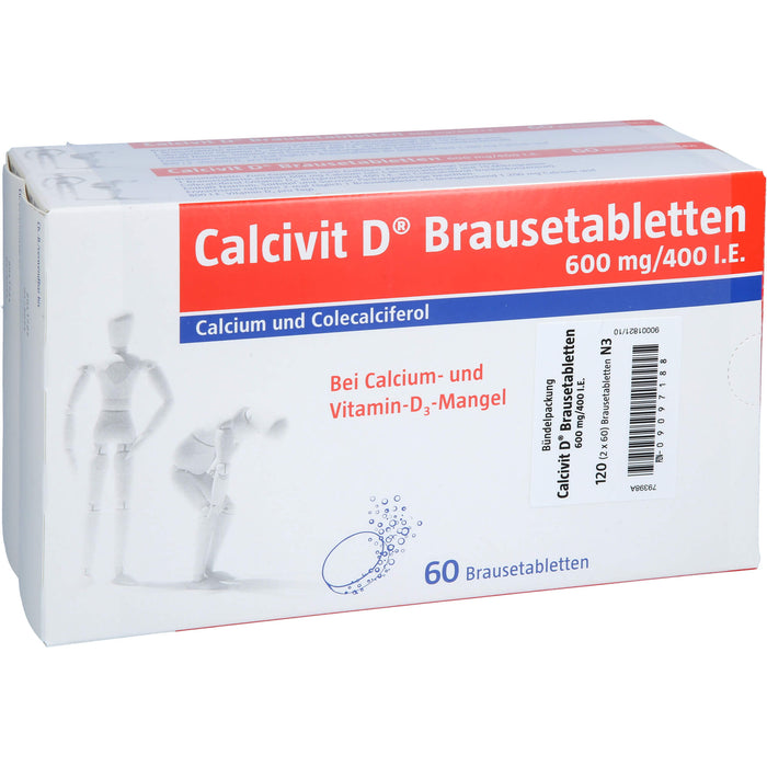 Calcivit D Brausetabletten 600 mg / 400 I.E. zur unterstützenden Behandlung von Osteoporose, 120 St. Tabletten