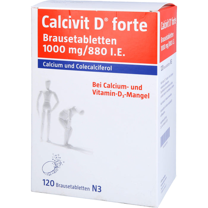 Calcivit D forte Brausetabletten 1000 mg / 880 I.E. bei Calcium und Vitamin-D3-Mangel, 120 St. Tabletten