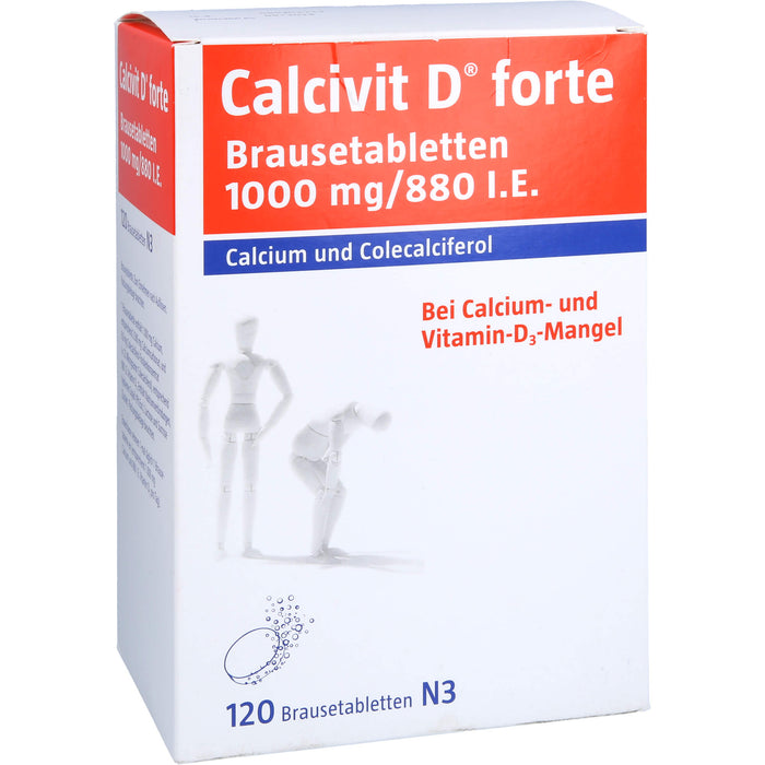 Calcivit D forte Brausetabletten 1000 mg / 880 I.E. bei Calcium und Vitamin-D3-Mangel, 120 St. Tabletten
