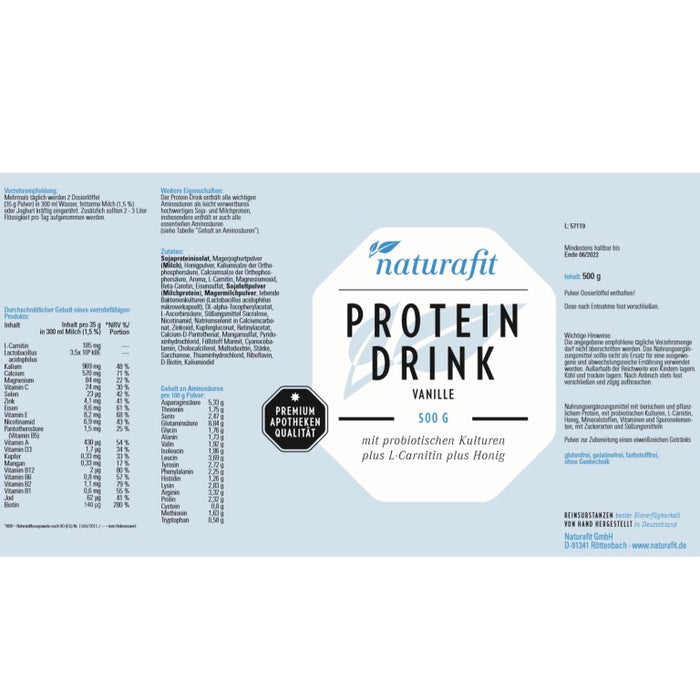 naturafit Protein Drink Pulver, 500 g Pulver
