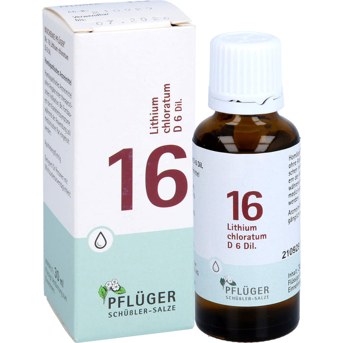 Pflüger Biochemie Nr.16 Lithium chloratum D6 Dilution, 30 ml Lösung