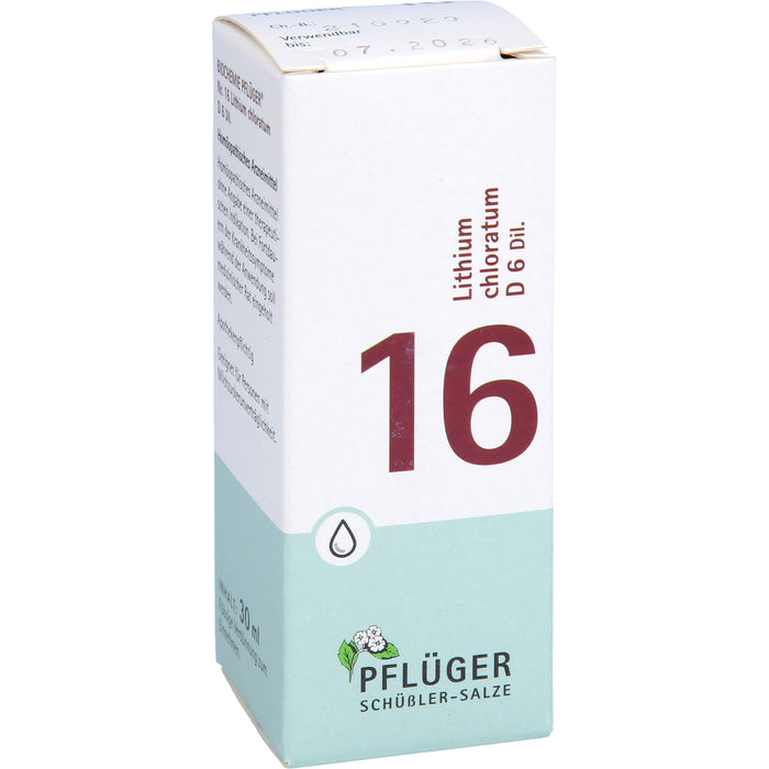 Pflüger Biochemie Nr.16 Lithium chloratum D6 Dilution, 30 ml Lösung