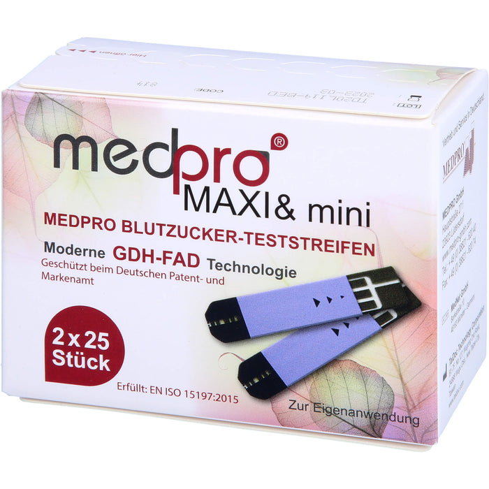 medpro MAXI & mini Blutzucker-Teststreifen einzeln, 2X25 St TTR