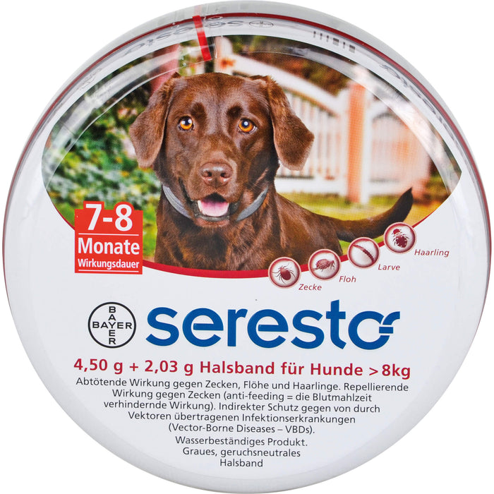 Seresto Halsband für große Hunde ab 8 kg gegen Zecken, Flöhe und Haarlinge, 1 St. Halsband