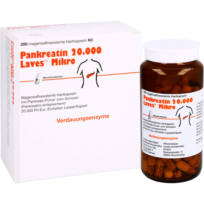 Pankreatin 20.000 Laves Mikro Hartkapseln Verdauungsenzyme, 200 St. Kapseln