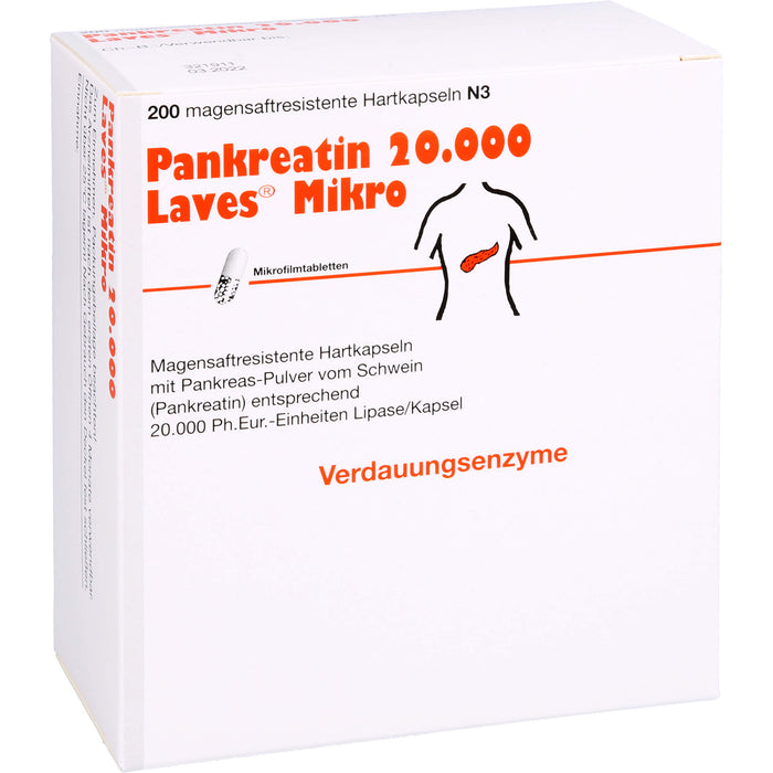 Pankreatin 20.000 Laves Mikro Hartkapseln Verdauungsenzyme, 200 St. Kapseln