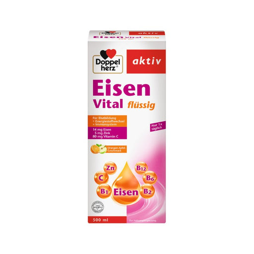 Doppelherz aktiv Eisen Vital Lösung mit Orangen-Apfel-Geschmack, 500 ml Lösung