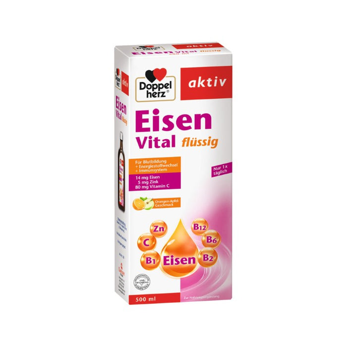 Doppelherz aktiv Eisen Vital Lösung mit Orangen-Apfel-Geschmack, 500 ml Lösung
