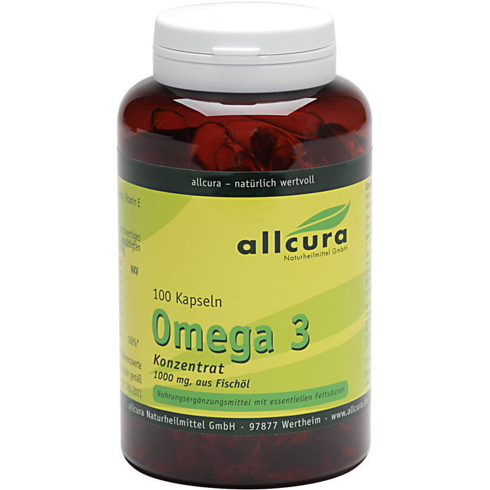 allcura Omega 3 Konzentrat 1000 mg aus Fischöl Kapseln, 100 pcs. Capsules