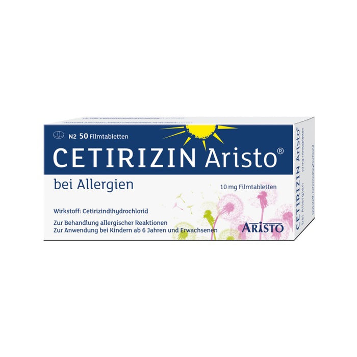 Cetirizin Aristo 10 mg Filmtabletten bei Allergien, 50 St. Tabletten