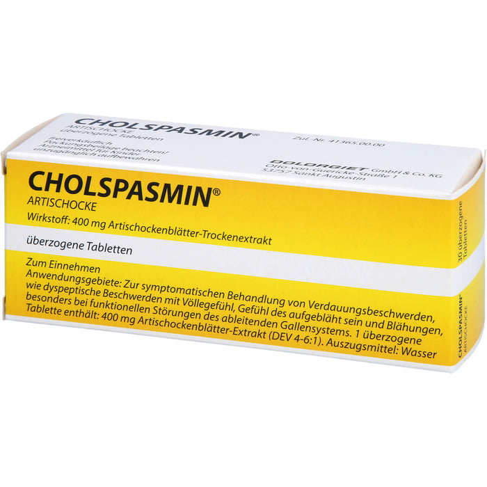 CHOLSPASMIN Artischocke Tabletten bei Verdauungsbeschwerden, 30 St. Tabletten