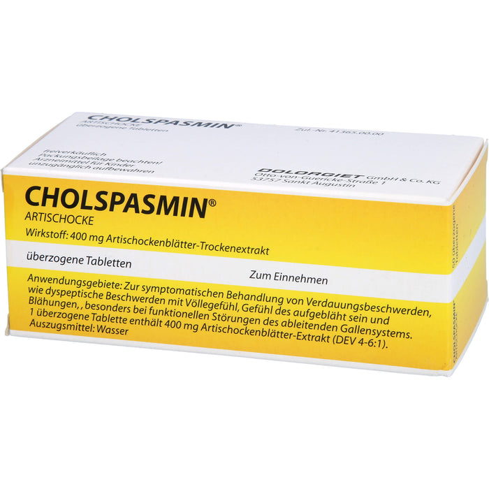 CHOLSPASMIN Artischocke, 50 St. Tabletten