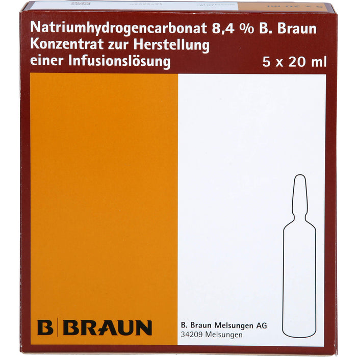 Natriumhydrogencarbonat 8,4% B. Braun, Konzentrat zur Herstellung einer Infusionslösung, Amp. 20 ml, 5X20 ml IFK