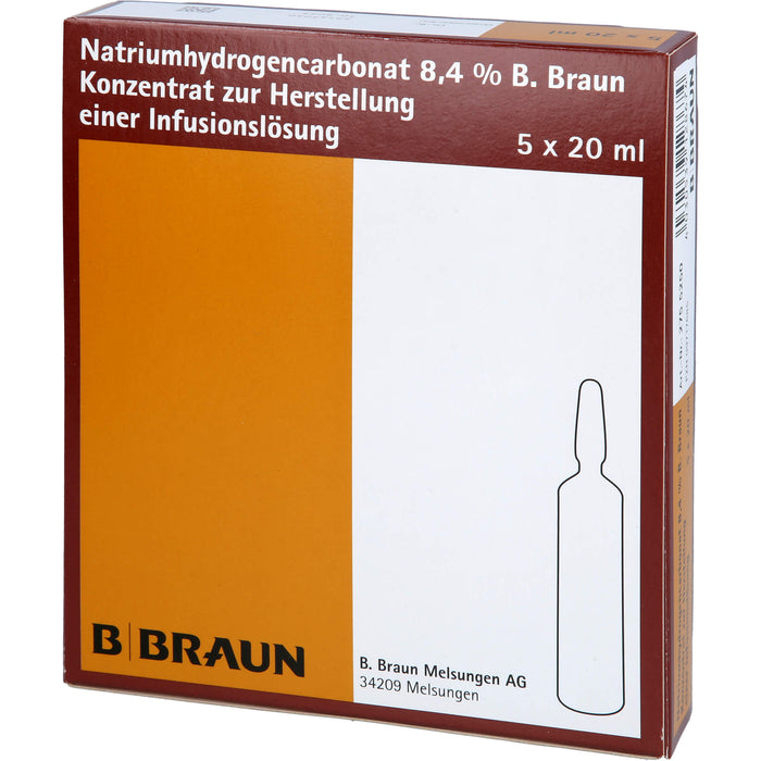Natriumhydrogencarbonat 8,4% B. Braun, Konzentrat zur Herstellung einer Infusionslösung, Amp. 20 ml, 5X20 ml IFK
