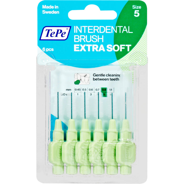 TePe Interdentalbürste Extra Soft 0,8 - 1,6 mm grün, 6 St. Interdentalbürsten