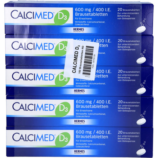 Calcimed D3 600 mg / 400 I.E. Brausetabletten, 100 St. Tabletten