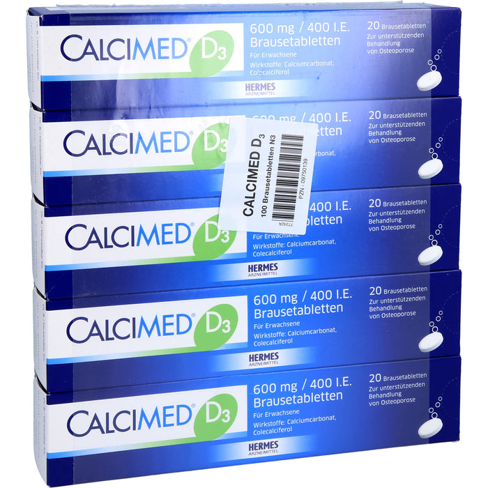 Calcimed D3 600 mg / 400 I.E. Brausetabletten, 100 St. Tabletten