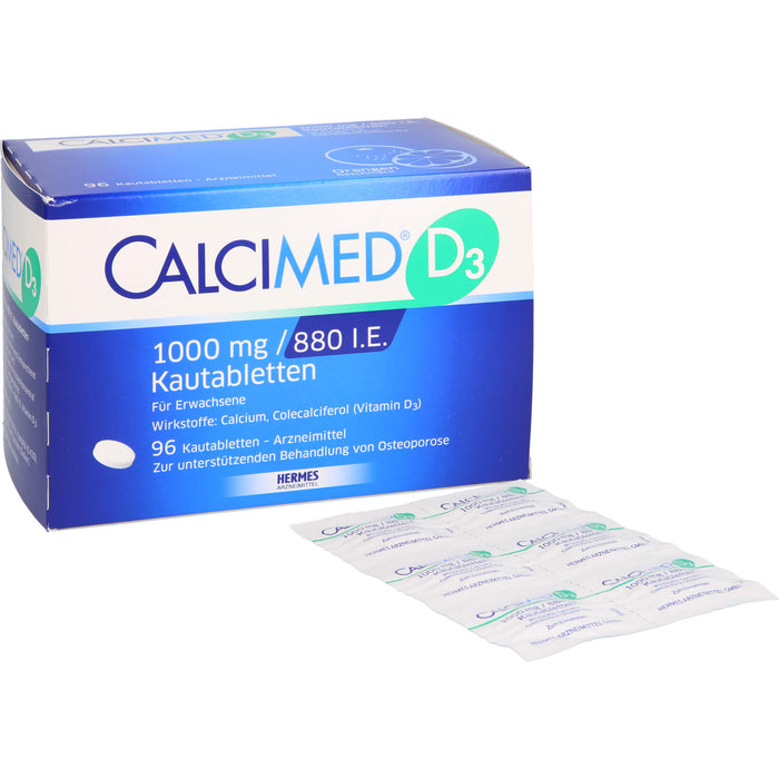 Calcimed D3 1000 mg/880 I.E. Kautabletten zur unterstützenden Behandlung bei Osteoporose, 96 St. Tabletten