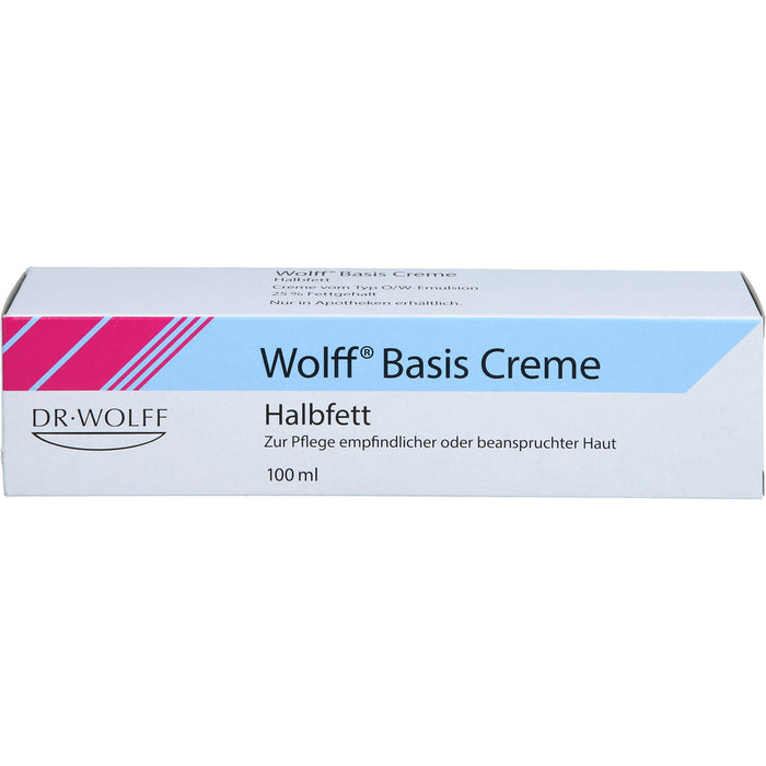 Wolff Basis Creme zur Pflege empfindlicher oder beanspruchter Haut, 100 ml Creme