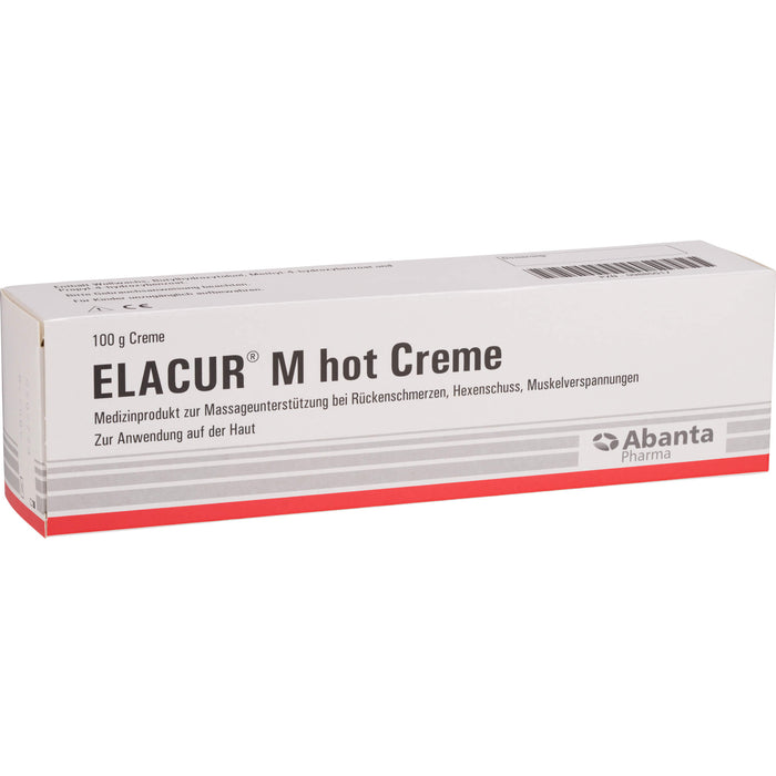 Elacur M Hot Creme zur Massageunterstützung bei Rückenschmerzen, Hexenschuss und Muskelverspannungen, 100 g Creme