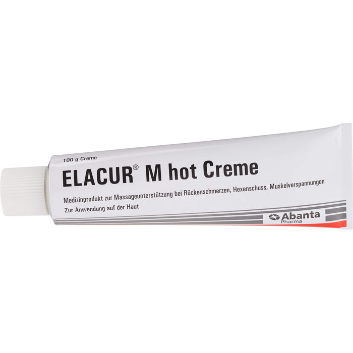 Elacur M Hot Creme zur Massageunterstützung bei Rückenschmerzen, Hexenschuss und Muskelverspannungen, 100 g Creme
