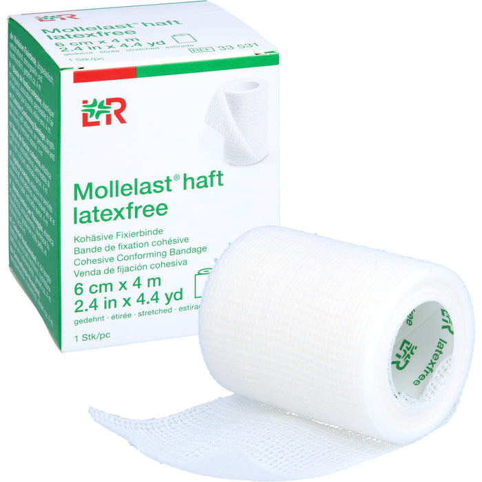 Mollelast haft latexfrei weiß 6cm x 4m gedehnt, 1 St BIN