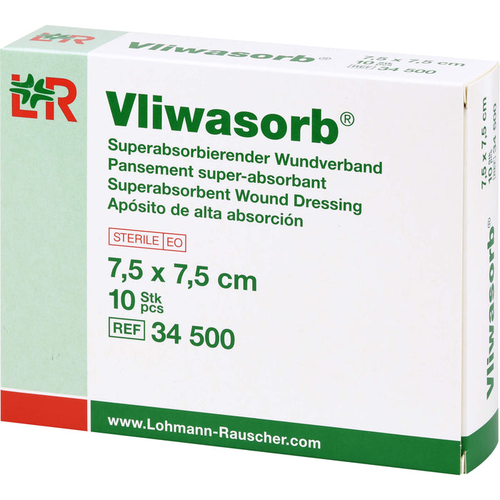 Vliwasorb steriler superabsorbierender Wundverband 7,5 x 7,5 cm, 10 St. Kompressen