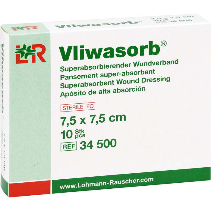 Vliwasorb steriler superabsorbierender Wundverband 7,5 x 7,5 cm, 10 St. Kompressen