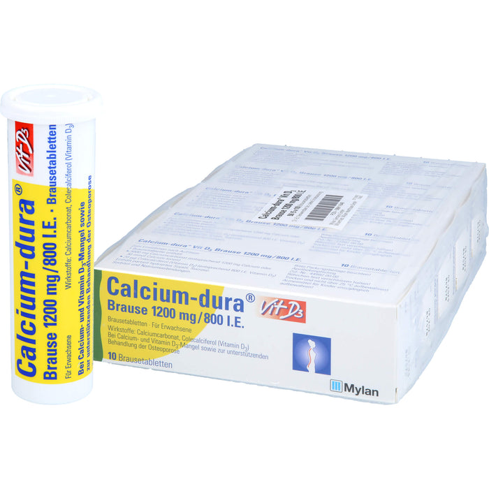 Calcium-dura Vit D3 1200 mg/ 800 I.E. Brausetabletten zur unterstützenden Behandlung von Osteoporose, 50 St. Brausetabletten
