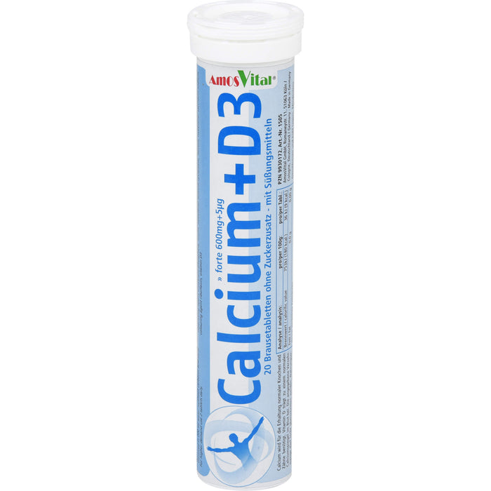AmosVital Calcium 600 mg + Vitamin D3 5 ug Brausetabletten, 20 St. Tabletten