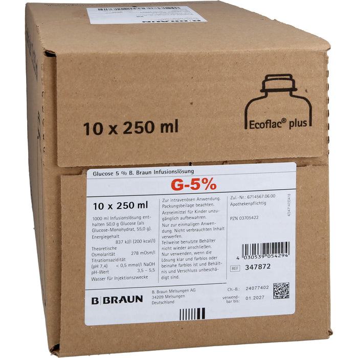B.BRAUN Glucose 5% Ecoflac Plus Infusionslösung, 2500 ml Lösung