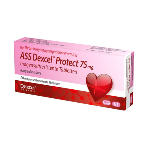 ASS Dexcel Protect 75 mg Tabletten bei Herz-Kreislauf-Erkrankungen, 20 St. Tabletten