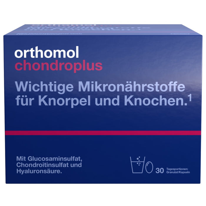 Orthomol chondroplus - Nährstoffe für Knorpel und Knochen - mit Glucosamin, Chondroitinsulfat und Hyaluronsäure - Granulat/Kapseln, 30 St. Tagesportionen