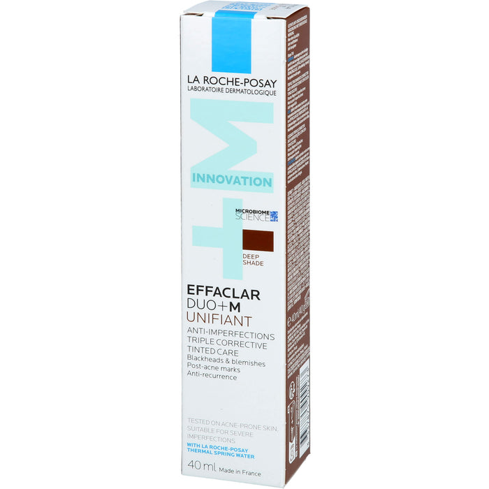 La Roche-Posay Effaclar Duo+M Unifiant getönte, dreifach tiefenwirksame Pflege gegen Unreinheiten dunkler Farbton, 40 ml Creme