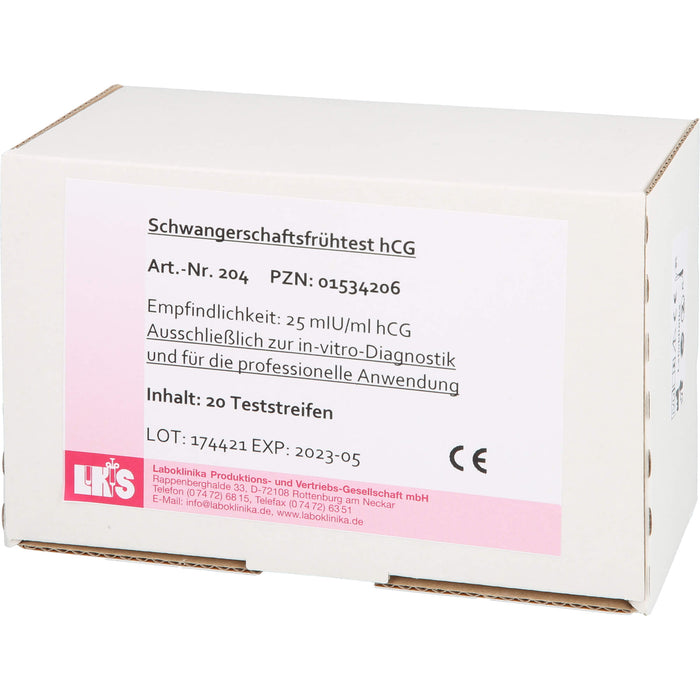 Schwangerschaftsfrühtest Urin HCG Teststreifen, 20 St TTR
