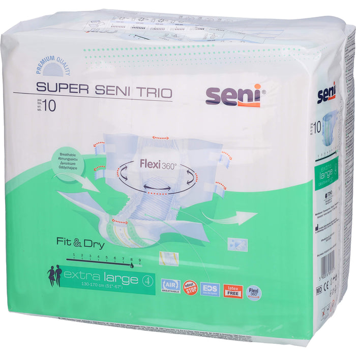 Seni Super Trio Inkontinenzhosen extra Large Gr.4, 10 St. Windeln