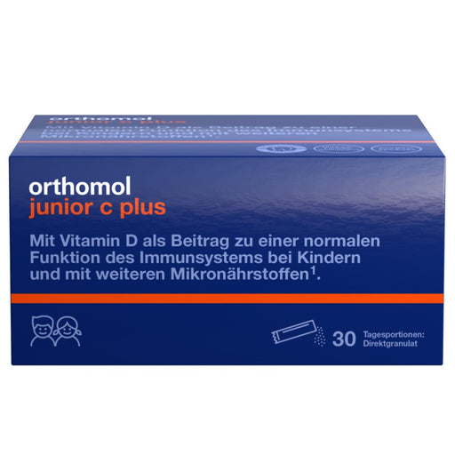 Orthomol junior C plus - mit Vitamin C als Beitrag zu einer normalen Funktion des Immunsystems - Himbeer/Limetten-Geschmack, 30 St. Tagesportionen