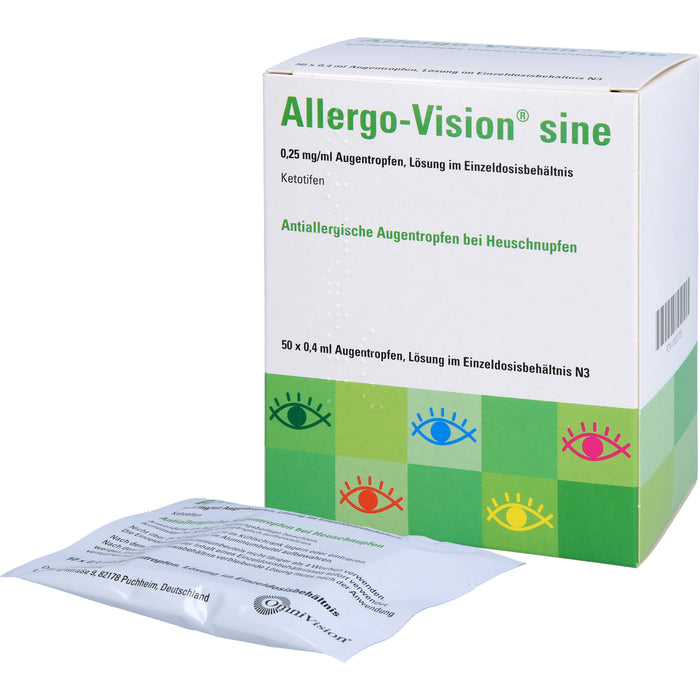 Allergo-Vision sine 0,25 mg/ml antiallergische Augentropfen bei Heuschnupfen, 50 St. Einzeldosisbehältnisse