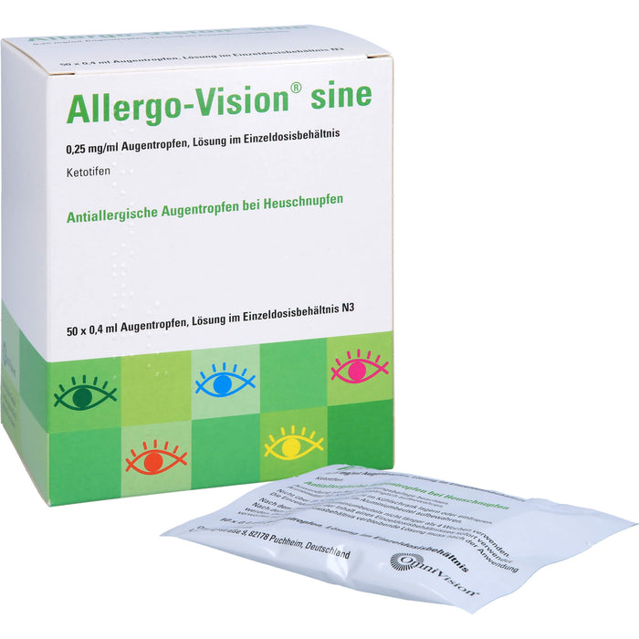 Allergo-Vision sine 0,25 mg/ml antiallergische Augentropfen bei Heuschnupfen, 50 St. Einzeldosisbehältnisse