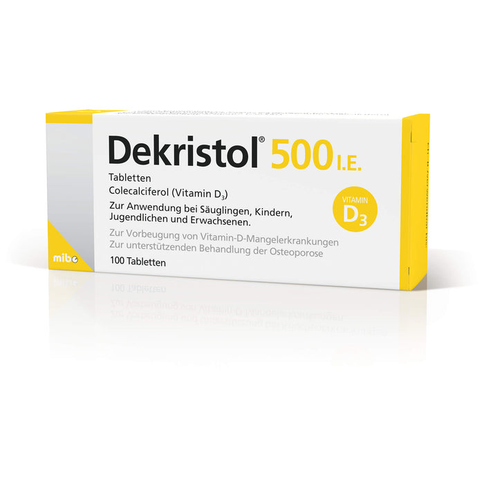 Dekristol 500 I.E. Tabletten bei Vitamin-D-Mangelerkrankungen und zur unterstützenden Behandlung der Osteoporose, 100 pcs. Tablets