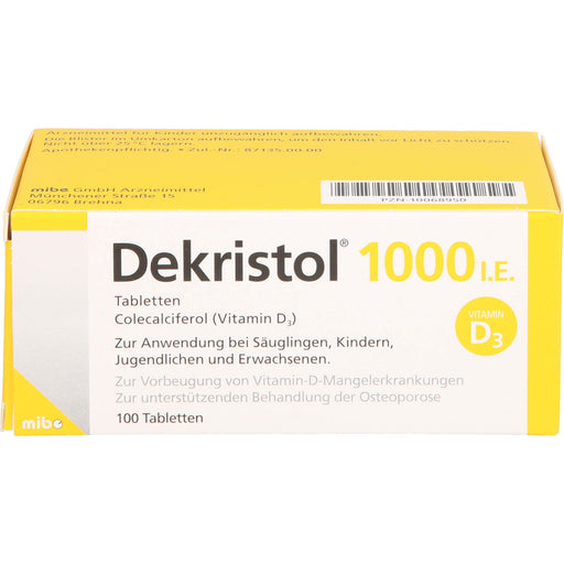 Dekristol 1000 I.E. Tabletten bei Vitamin-D-Mangelerkrankungen und zur unterstützenden Behandlung der Osteoporose, 100 St. Tabletten