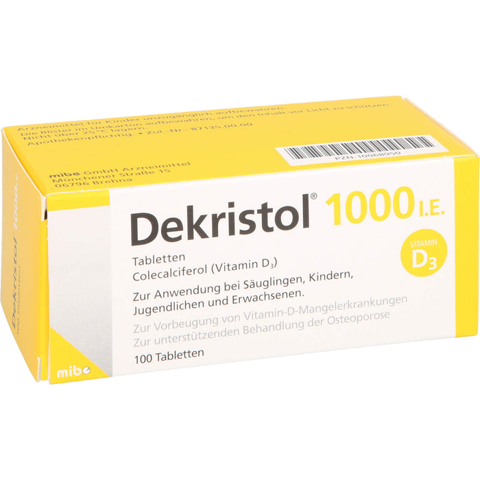 Dekristol 1000 I.E. Tabletten bei Vitamin-D-Mangelerkrankungen und zur unterstützenden Behandlung der Osteoporose, 100 St. Tabletten