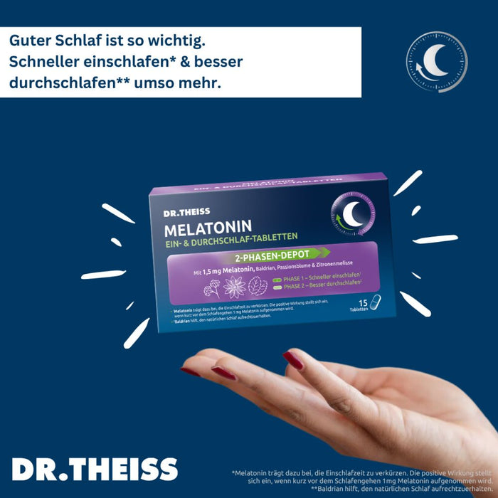 DR. THEISS Melatonin Ein- & Durchschlaf-Tabletten, 15 St., 15 St. Tabletten