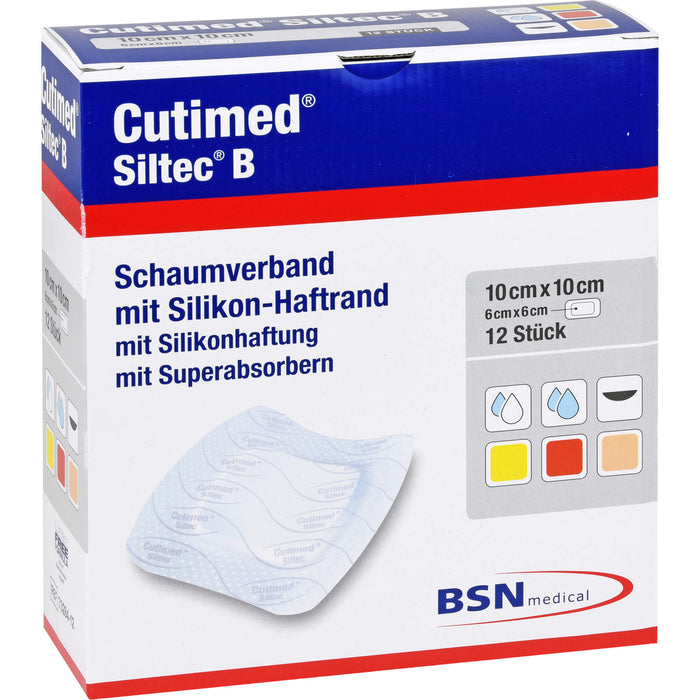 Cutimed Siltec B 10x10 cm, 12 St KOM